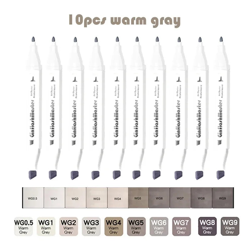 Gray Tones Brush Pen, Sketch Markers, Drawing, Supplies