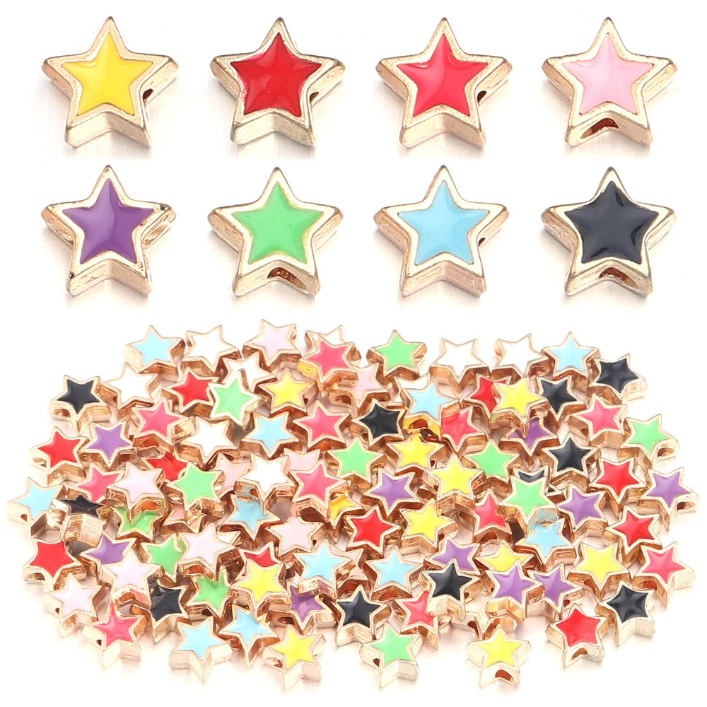10pcs/Lot 8mm Alloy Double Sided Love Heart Enamel Beads for Jewelry Making Charms Loose Spacer Beads DIY Bracelet Necklace