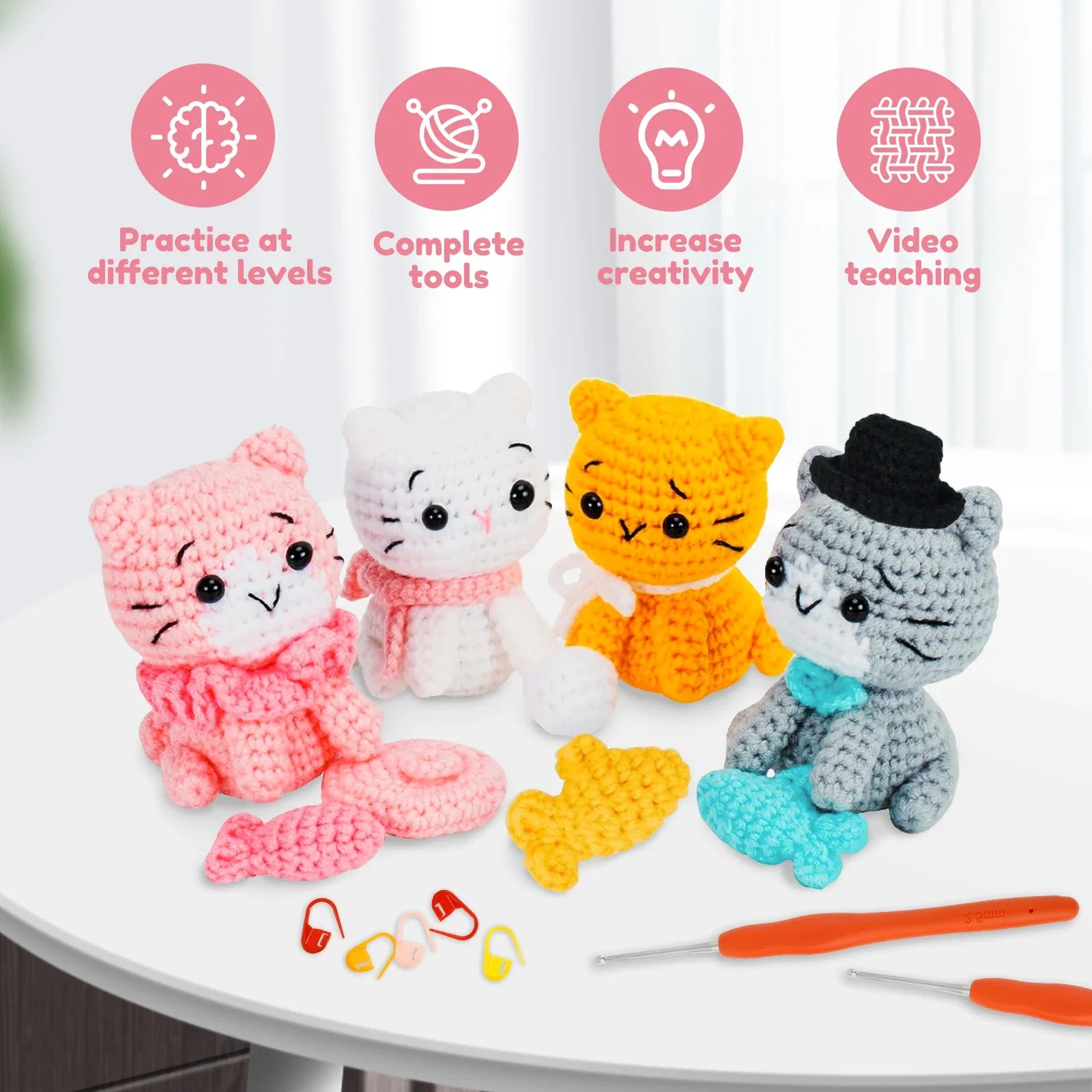 Beginners DIY Knitting Craft KitCrochet with Accessories and Tutorial