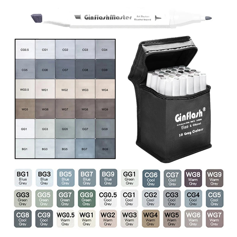 Gray Tones Brush Pen, Sketch Markers, Drawing, Supplies