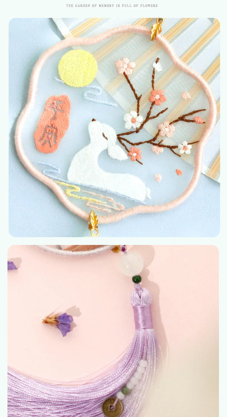 Car Pendant Needlepoint for Beginner Handmade, DIY Needlework Easy Embroidery Kit Sewing