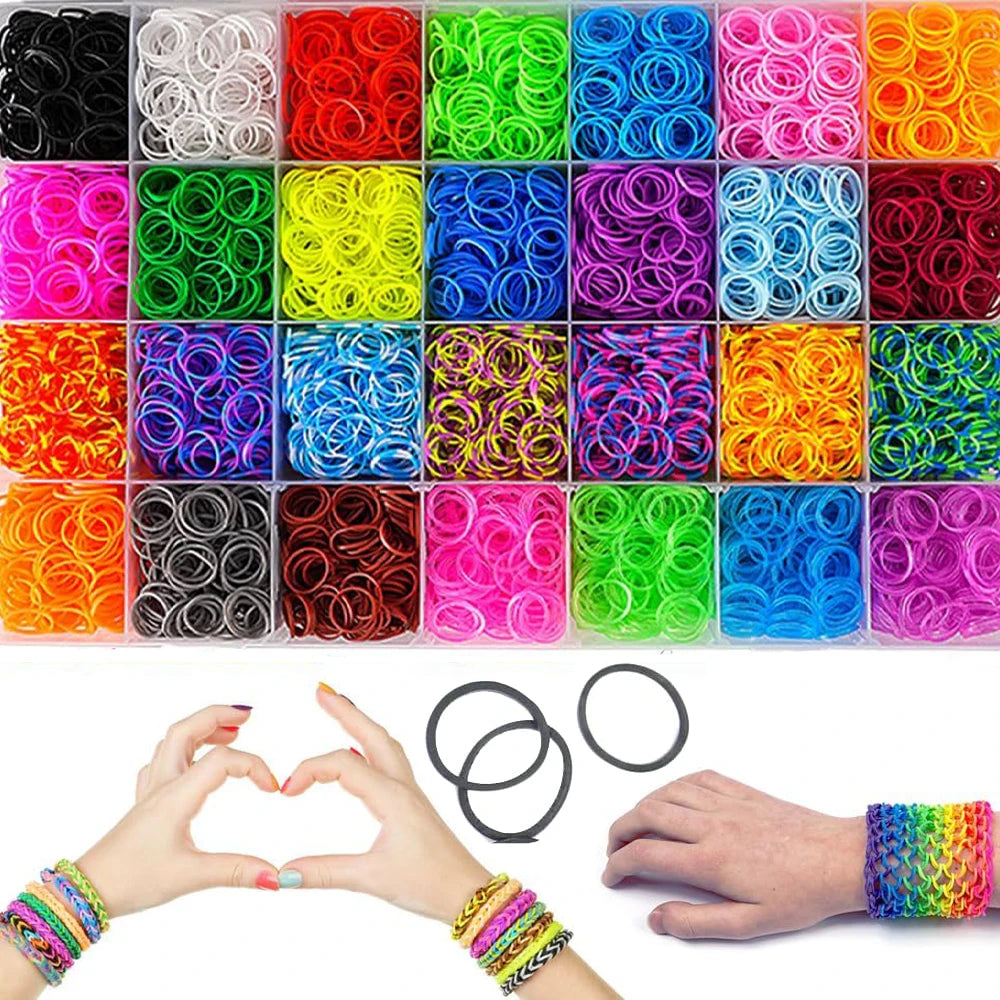 600pcs Loom Rubber Bands Kit Bracelet Making Kit for Kids Elastic Weaving