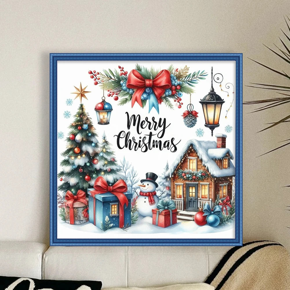 Full Embroidery Eco-cotton Thread 14CT Counted Christmas House