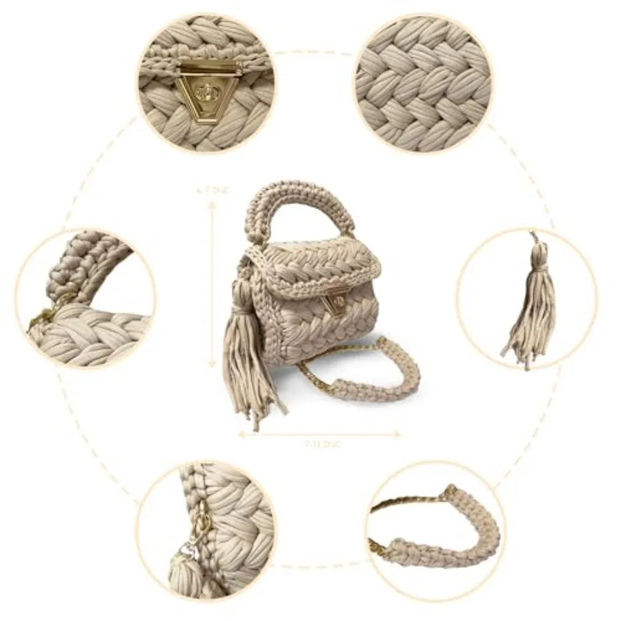 Evening Clutch Bag for Women, Handmade Crochet Wedding Party Purse, Small Flap Formal Crossbody Handbag Evening Clutch