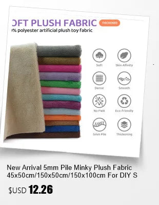 2024 Small Size 50x50cm Squishy Mochi Stetch Minky Fabric 95% Polyester 5% Spandex Stretch 4 Side Plush Fabric For Diy SewingToy