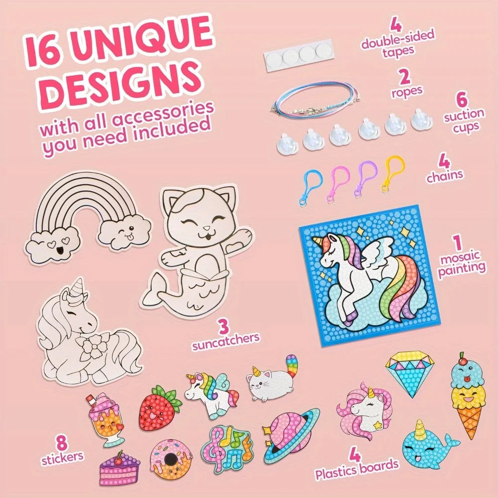 16 Projects Gem Painting Kits Diamond Gem  with 5D Gem for Girls Ages 6-12