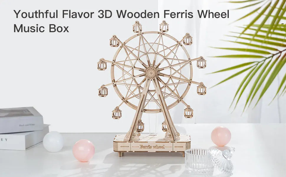 3D Puzzle Ferris Wheel Music Box Model Kit. For Children and adults crafting DIY, Unisex.