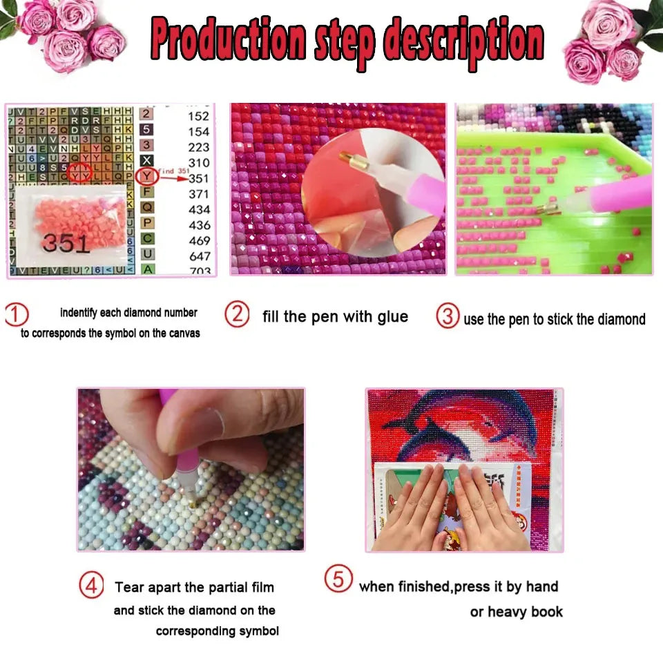 Diamond Painting Art DIY Beautiful Big Flower Diamond Mosaic Kit 5D Square Round Rhinestone Cross Stitch Home Wall Decor Gift