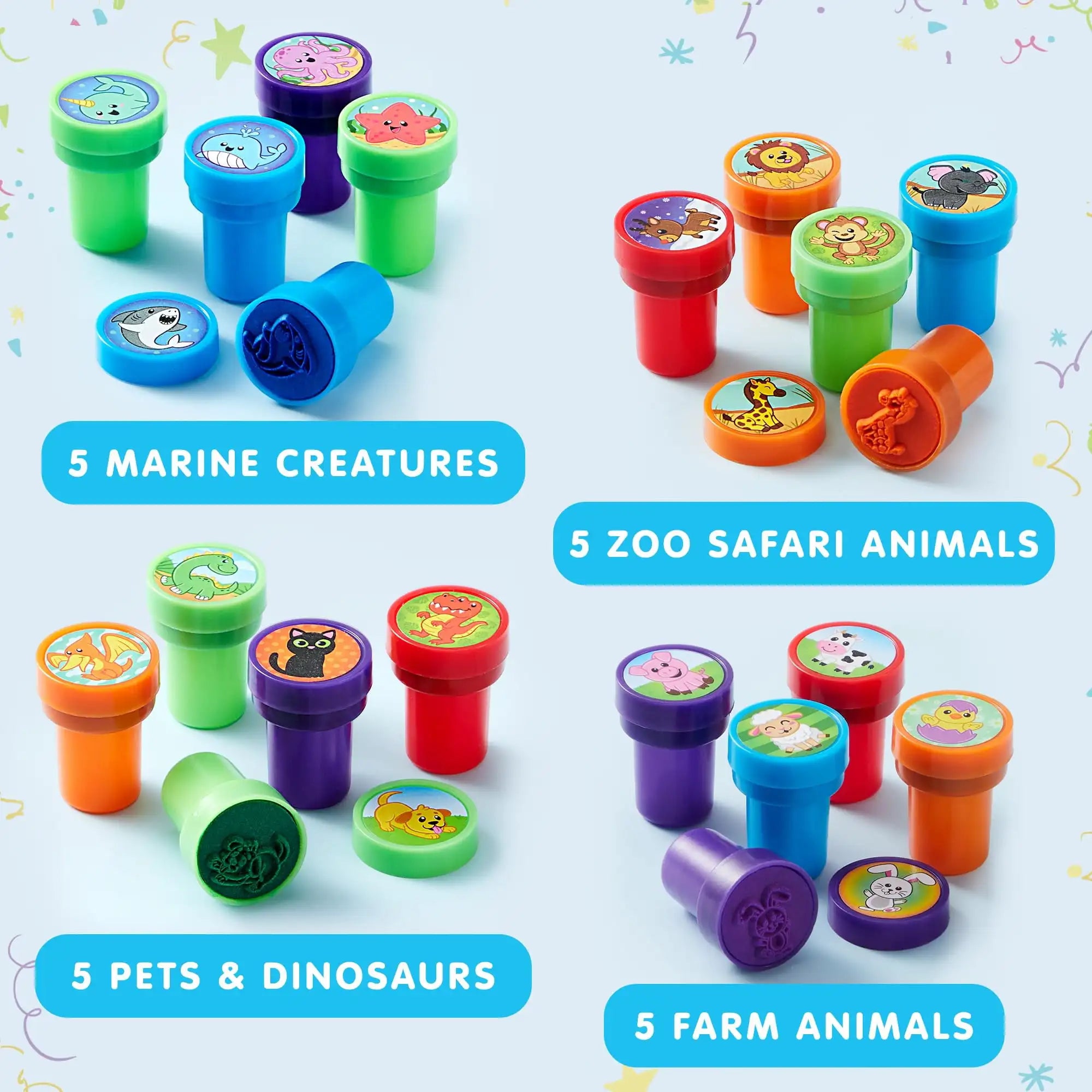 50 Pcs Assorted Stamps Self-Ink Stamps for Kids Birthday,Carnival Prizes, Halloween Gifts
