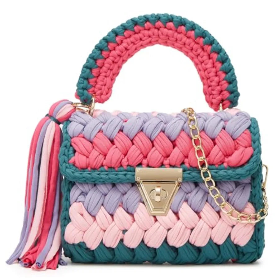 Chunky Yarn Knit Crochet Tote Purse Crossbody Bags for Women ,Clutch Flap ,Shoulder Bag.