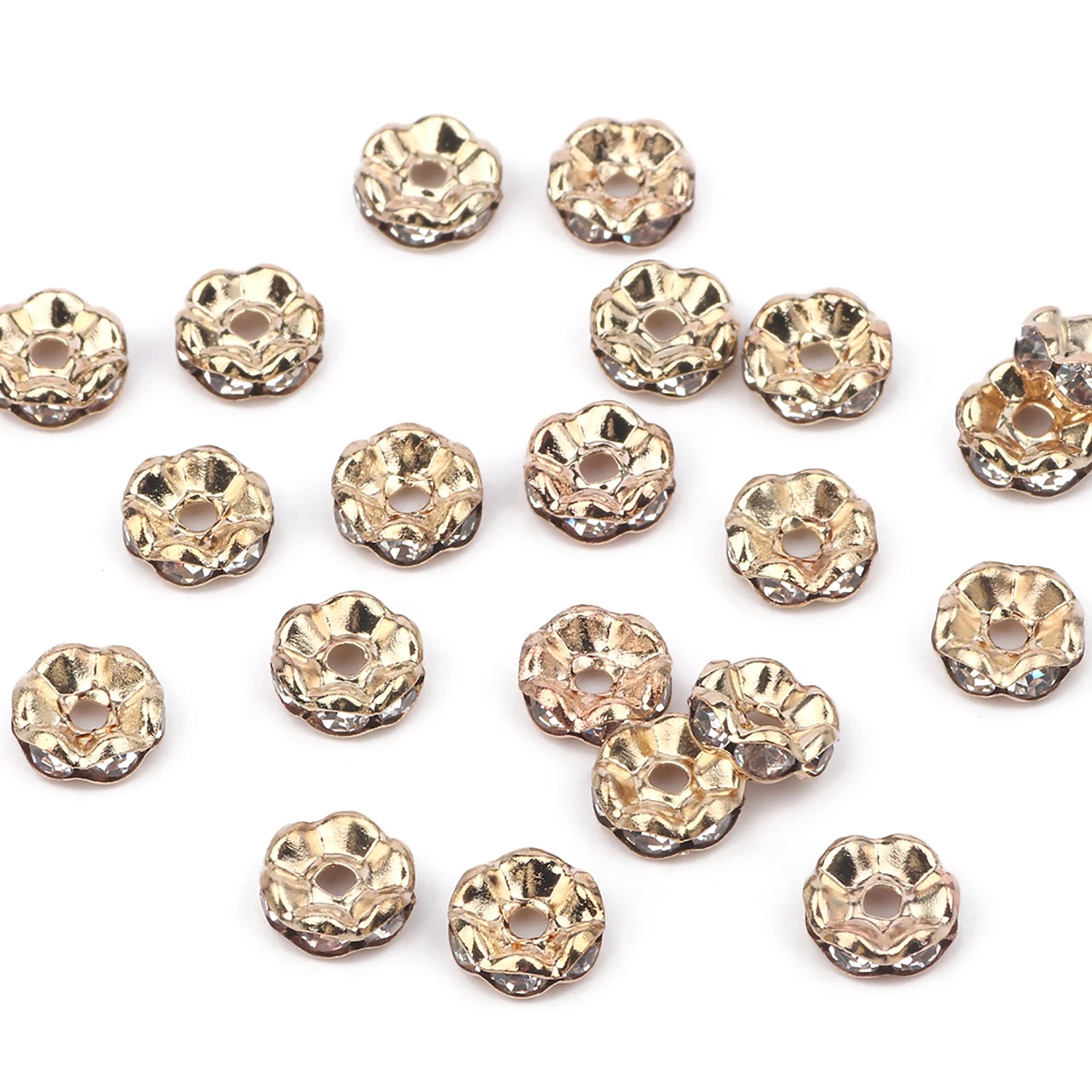 50pc/Lot 6mm 8mm 10mm AB Color  Rhinestone Ball Shape Loose Beads Metal Crystal Beads