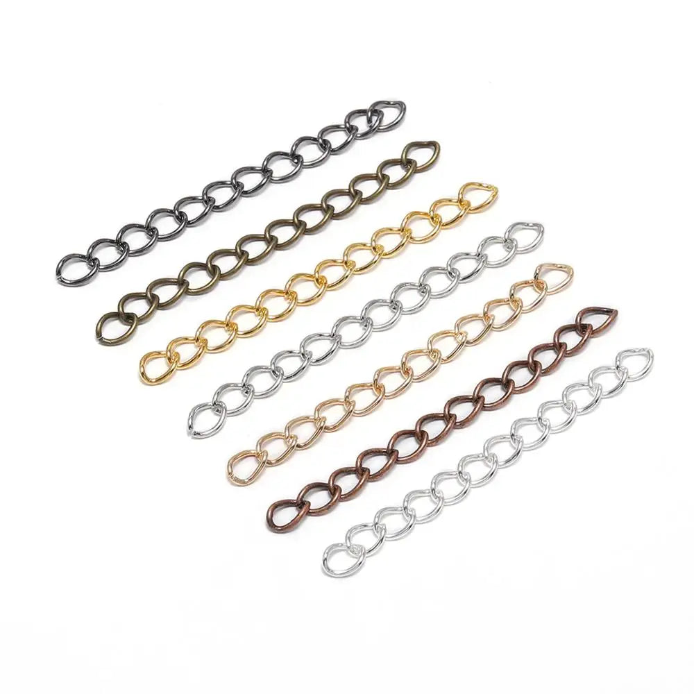 50-100pcs/lot 50mm 70mm  Necklace Extension Chain Bulk Bracelet Extended Chains Tail Extender