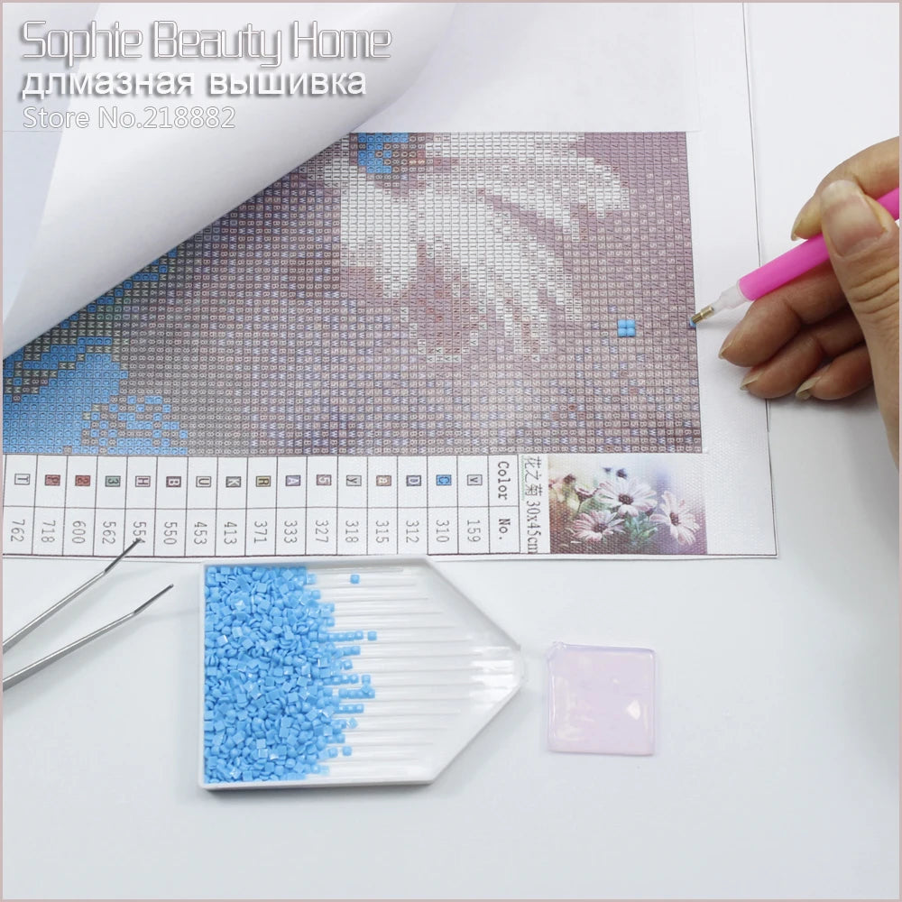 New 100% Full Fairy Dust Crystal Resin Square Diamond Painting by Number Kits