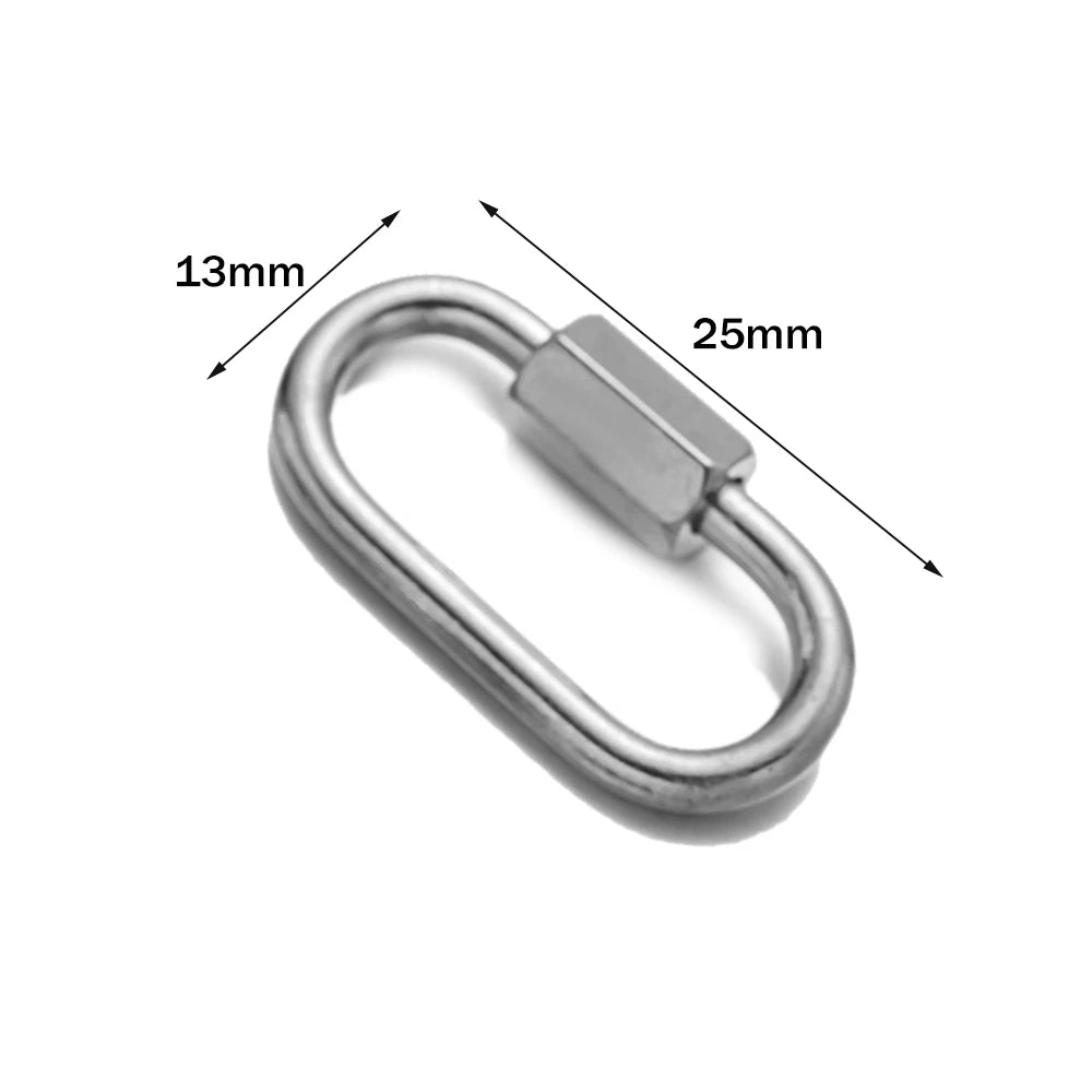 5pcs Stainless Steel Oval Star Buckle Carabiner Screw Lock Clasps For DIY Key ring