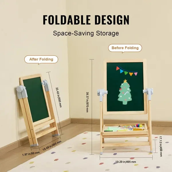 2-in-1 Kids Art Easel Double-Sided Magnetic, Whiteboard, Chalkboard