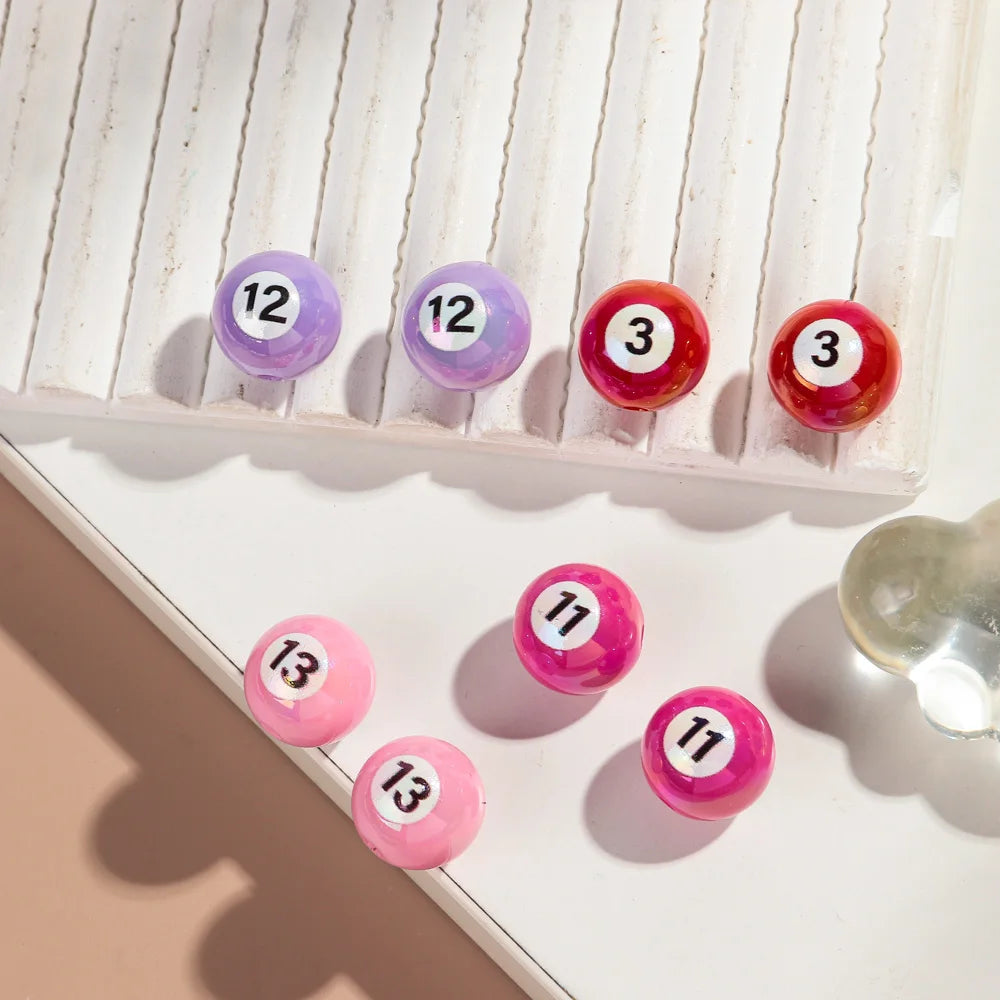 20pcs Iridescent Acrylic 16mm Round Digital Billiards Loose Bead for DIY Bracelet Necklace Keychain Jewelry Making Accessories