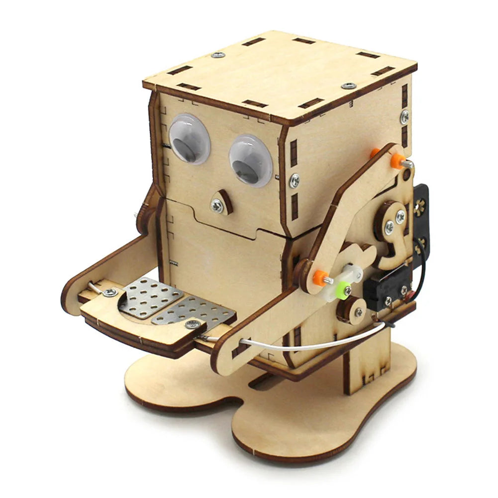 Robot Eating Coin Wood DIY Model