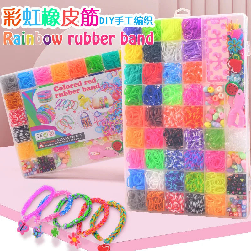 Colorful Loom Bands Set. Rainbow Bracelet Making Kit DIY Craft Toys