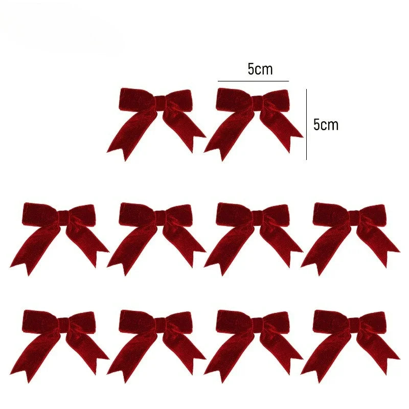 10/100x Red Christmas Bow Velvet Christmas Wreath Bow Christmas Tree Topper Bows Garland Hanging Ornaments DIY Craft Party Gifts