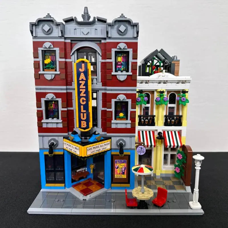 Creating Jazz Club Expert Pizza Shop House Building Blocks Street View Toys Christmas gift