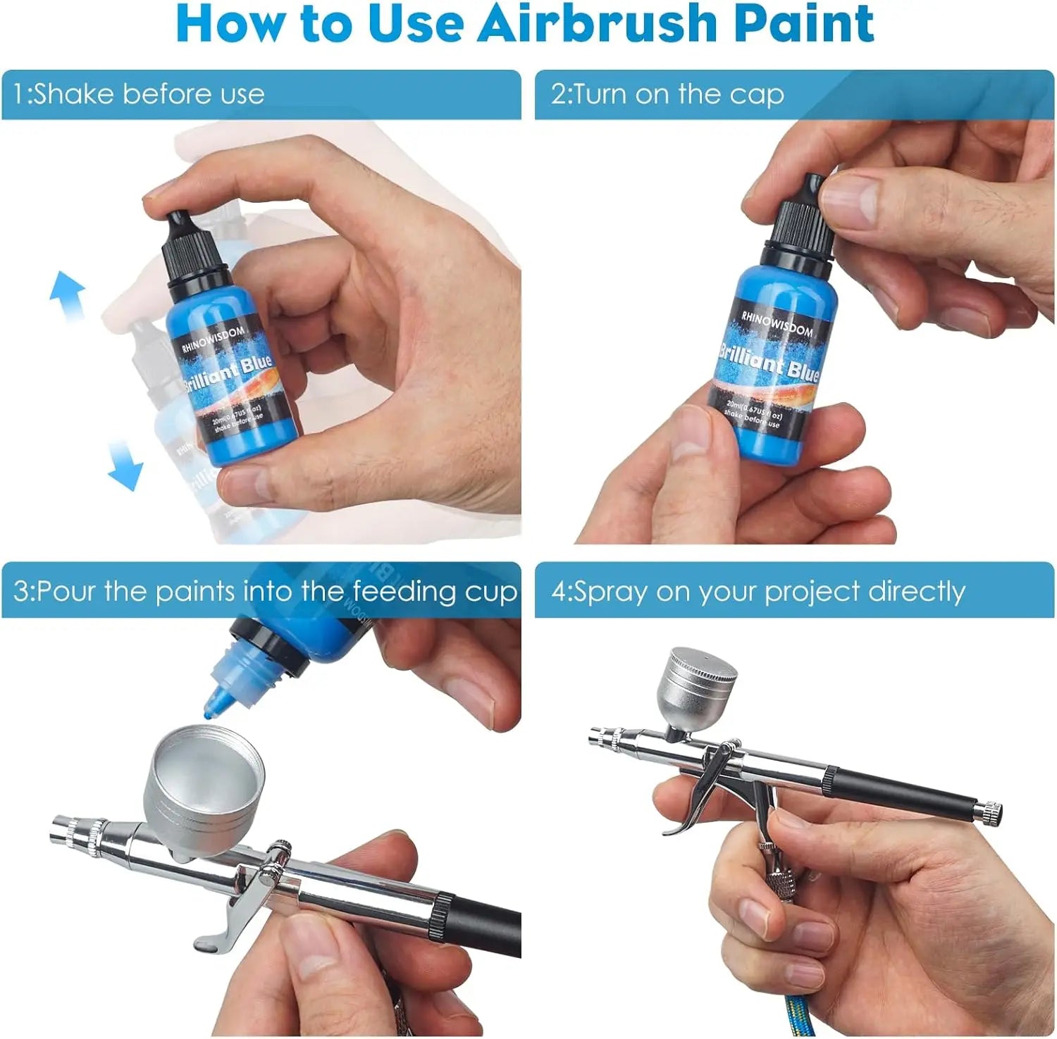 44 Color Metallic Airbrush Paint Set