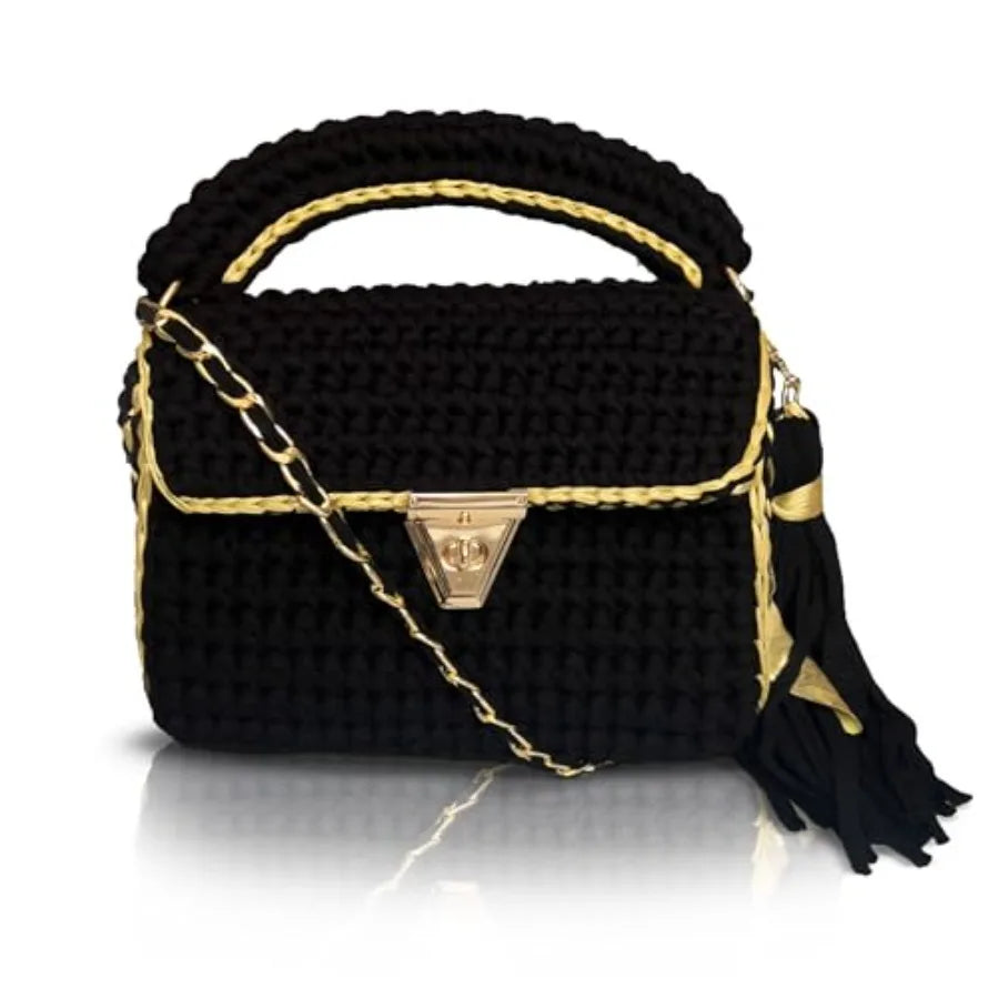 Evening Clutch Bag for Women, Handmade Crochet Wedding Party Purse, Small Flap Formal Crossbody Handbag Evening Clutch