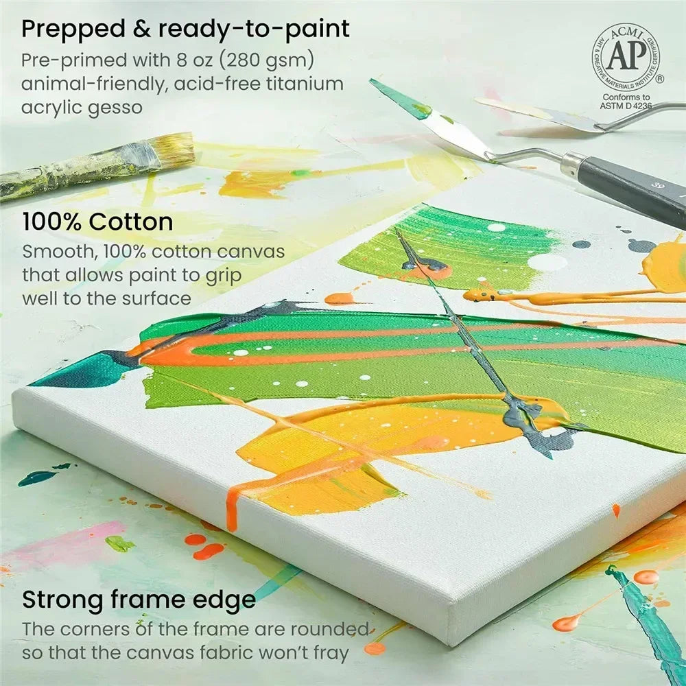 4pcs/pack Professional Stretched Canvas Primed White