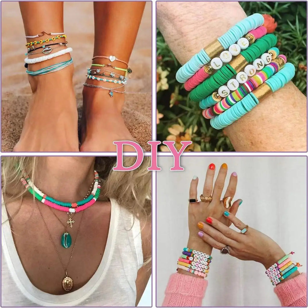 Handmade Jewelry Set Polymer Clay Beads Set Rainbow Color