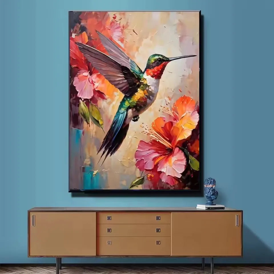 5D Diamond Painting Set Hummingbird Flower Bird Art Embroidery Home Wall Decoration Gifts.