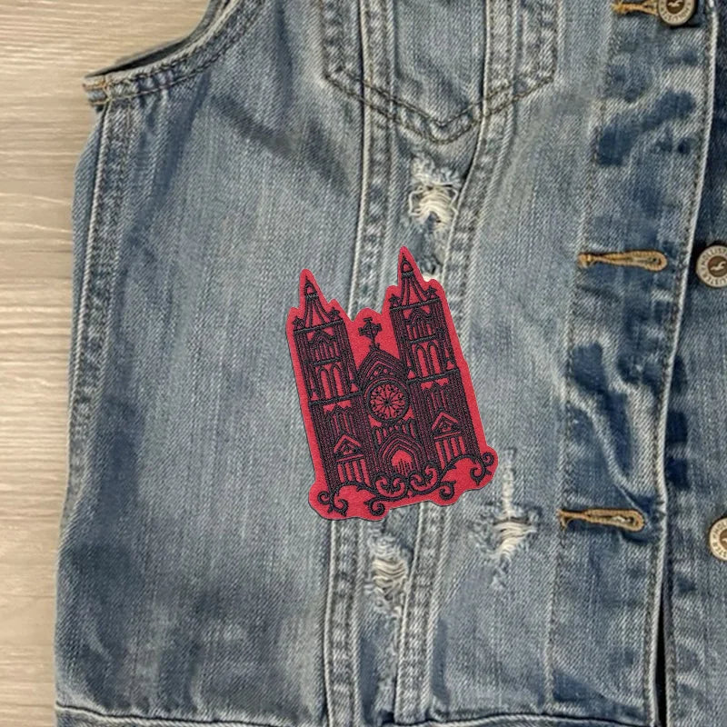 Pack of Gothic Cathedral Red and Black Embroidered Patches.