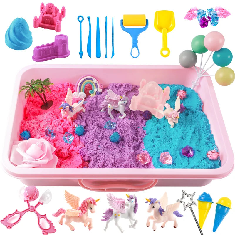 Unicorn Sensory Bin for Girl, Magic Sand