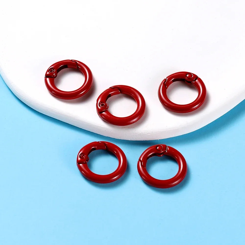 5Pcs/Lot 21 Colors Metal O Ring Spring Clasp Openable Round Carabiner Keychain Clips Hook