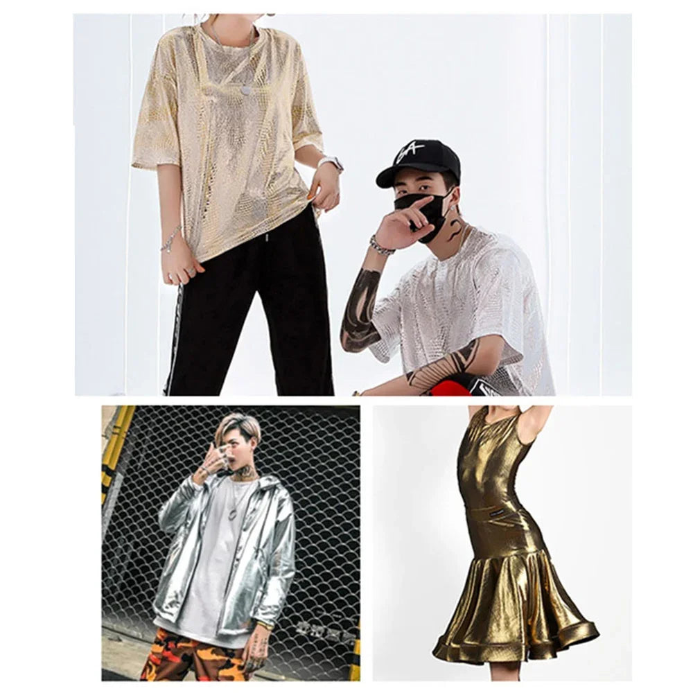 59in x 19in Stretch Shiny Gold Foil Bronzing Spandex .
