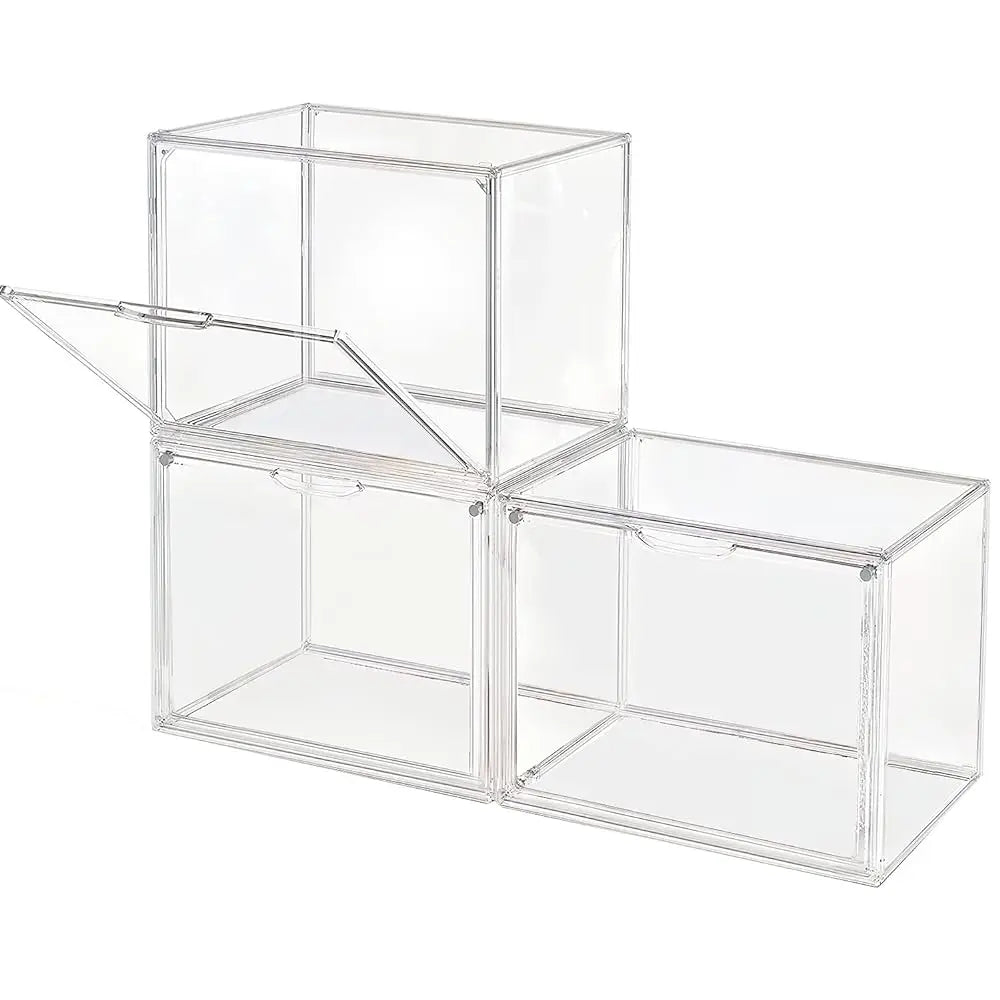 1pc/3pcs Clear Display Case Large Capacity Storage Box Organizer Toy Showcase