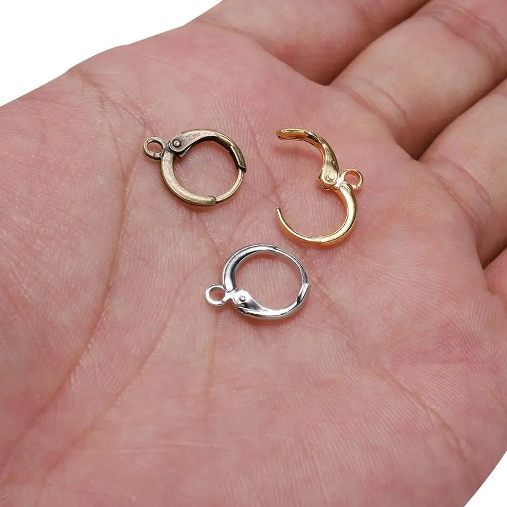 20pcs, Gold  France Lever Earring Hooks Wire Settings Base Earrings Hoops