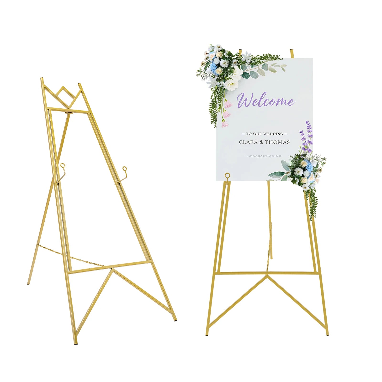 2 Pack Portable Art Gold Easel Stand for Wedding Sign & Poster