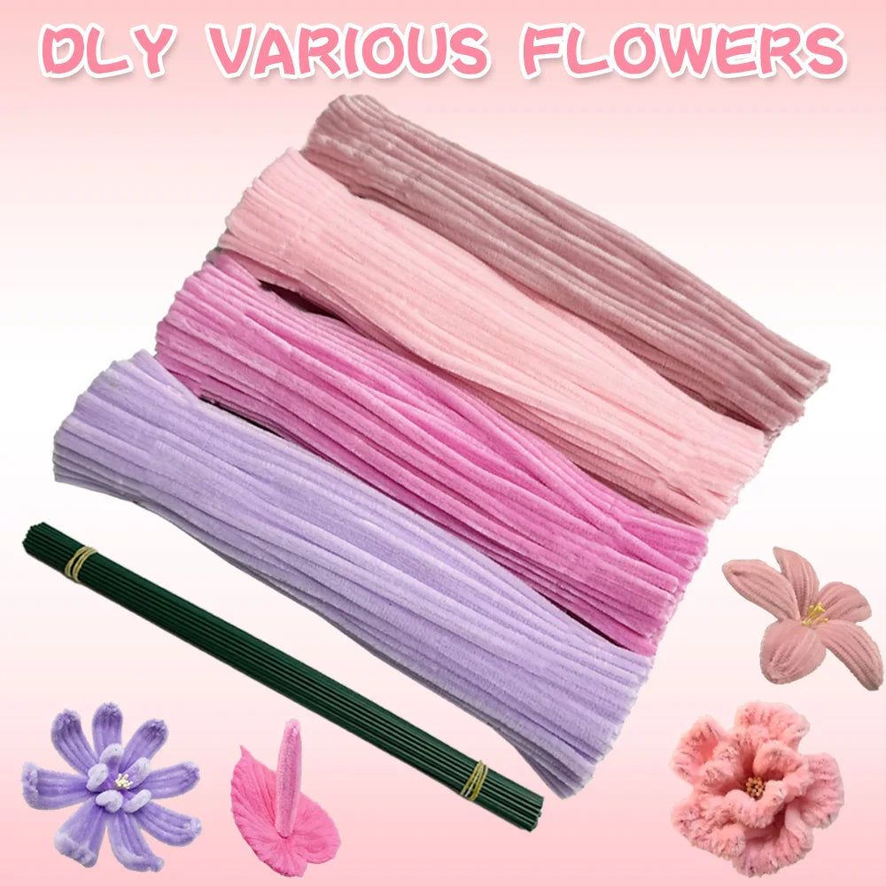 410 pcs colored pipe cleaner flower set,