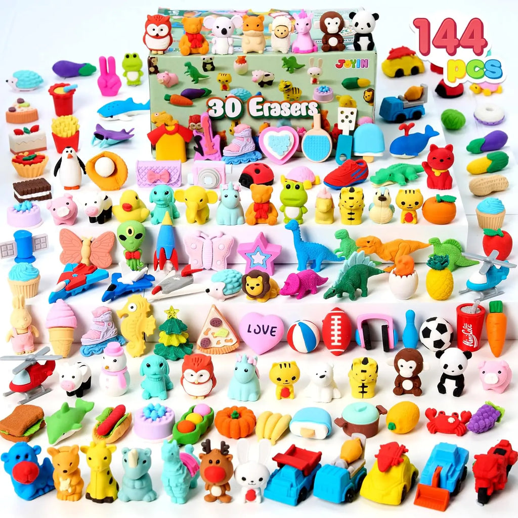 36 Pcs 3D Erasers Food Animals Erasers Bulk Fun & Cute Erasers for Pencil