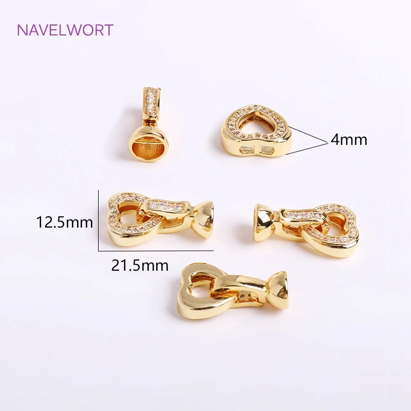 DIY Jewelry Accessories Inlaid Zircon Pearl Clasps Connectors 18K Gold Plated Pearl Clasps Fastener For Necklace Making Findings