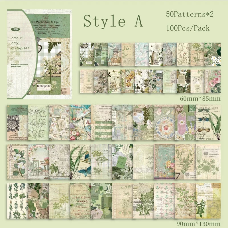 100Pcs/Pack Past Stories Vintage Series Scrapbooking Material