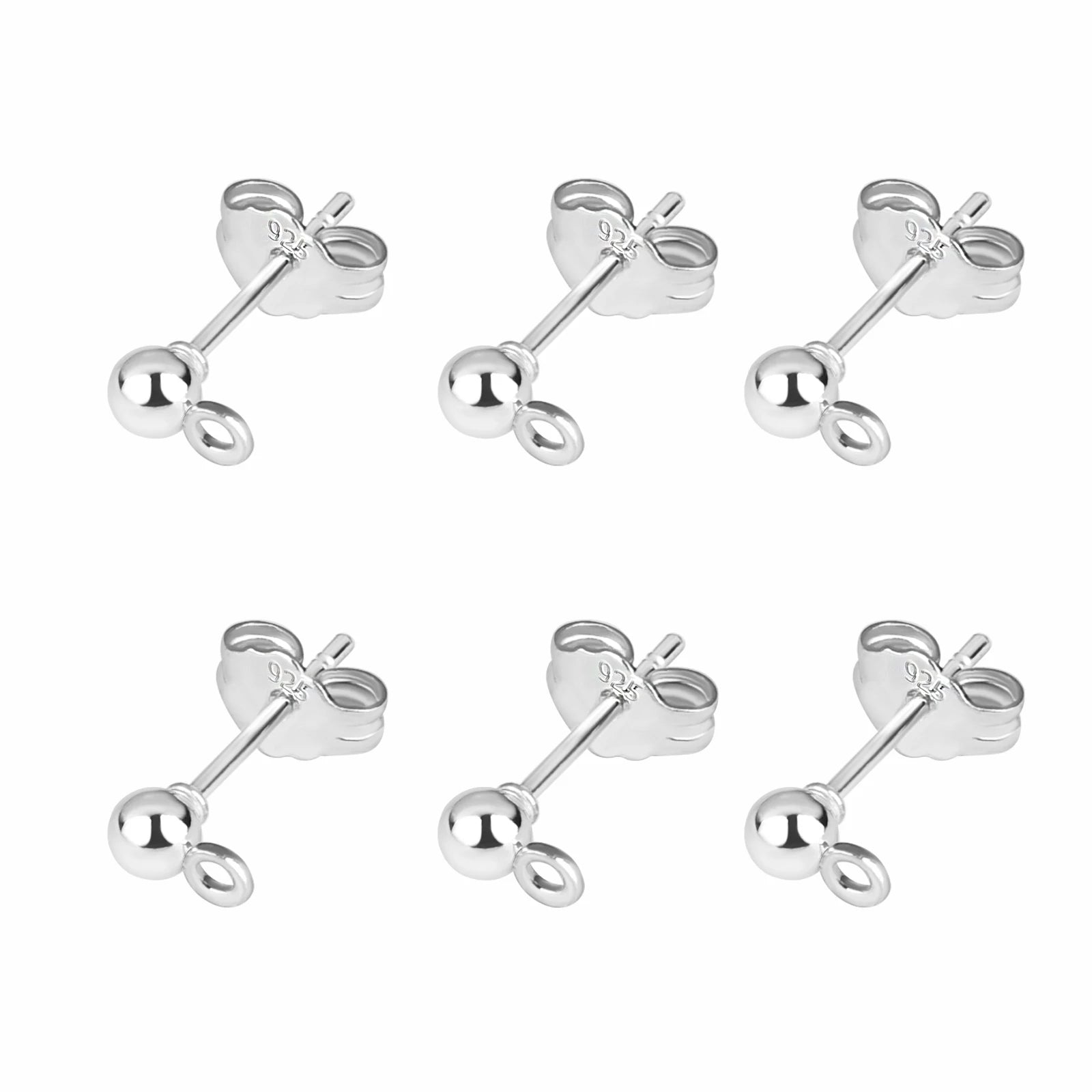 50pcs/Bag 925 Silver Stainless Steel Earring Studs Blank Post Base Pins With Earring Plug