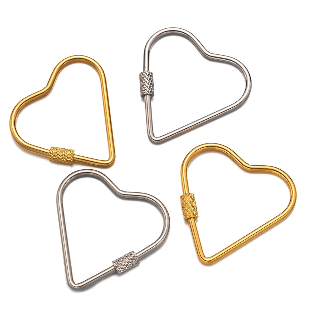 5pcs Stainless Steel Oval Star Buckle Carabiner Screw Lock Clasps For DIY Key ring
