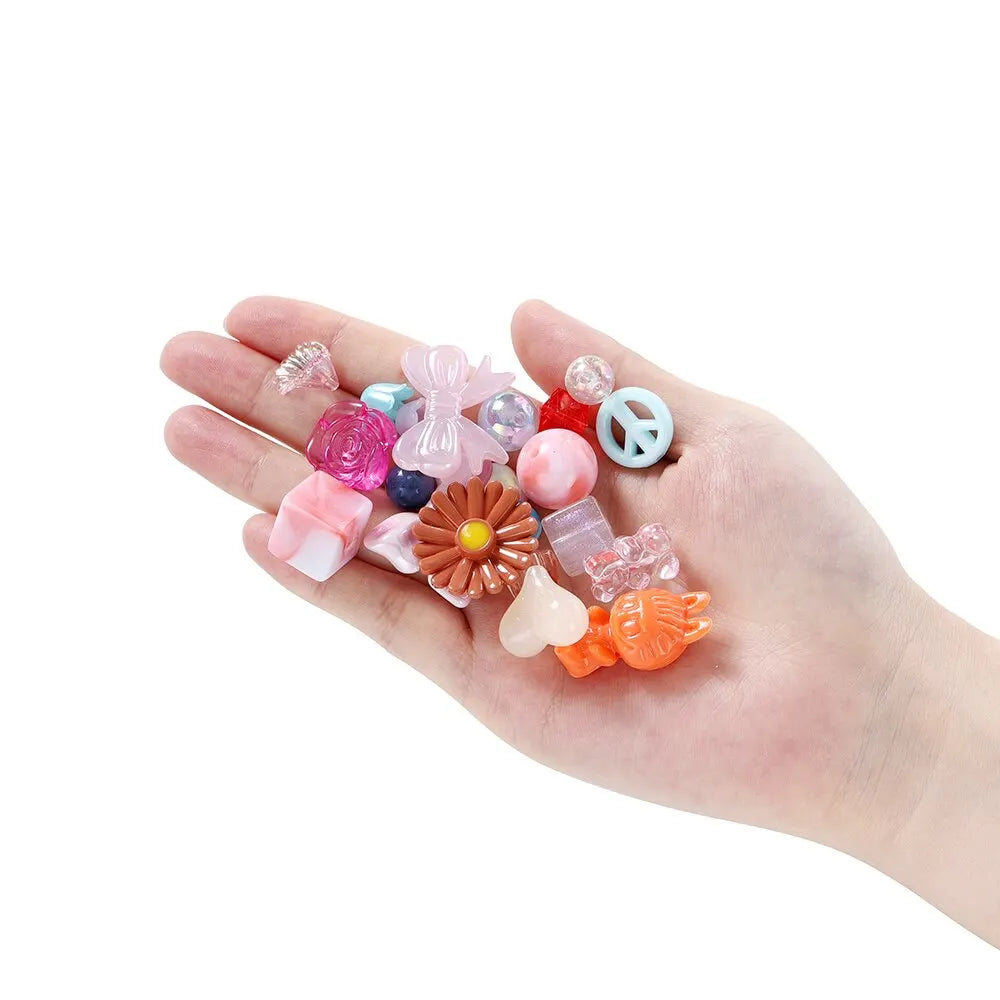 40g/lot Mixed style Flowers Heart Colorful Acrylic Beads