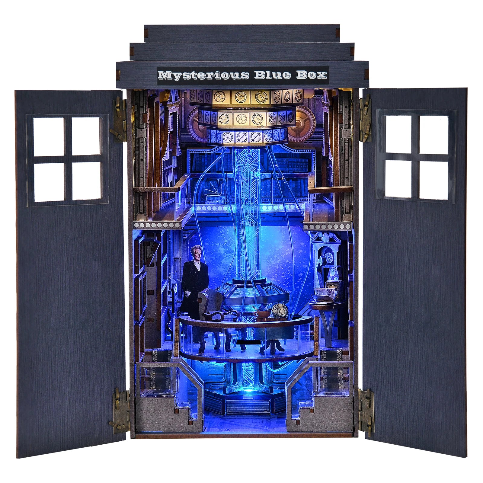 Mysterious Telephone Booth DIY Wooden Puzzle Handmade Bookshelf Dollhouse