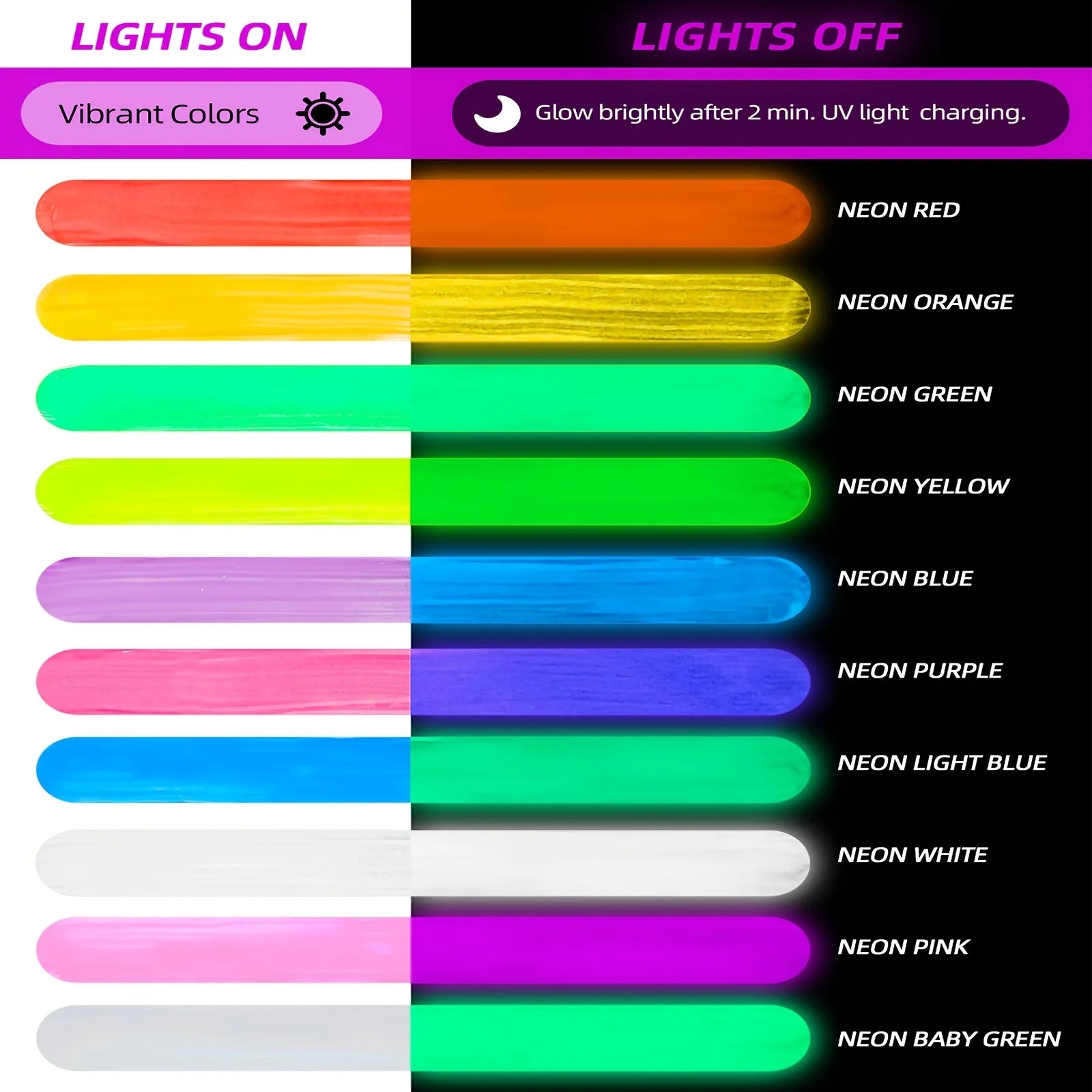 10pcs Glow in the Dark Acrylic Paints, Waterproof Craft Supplies