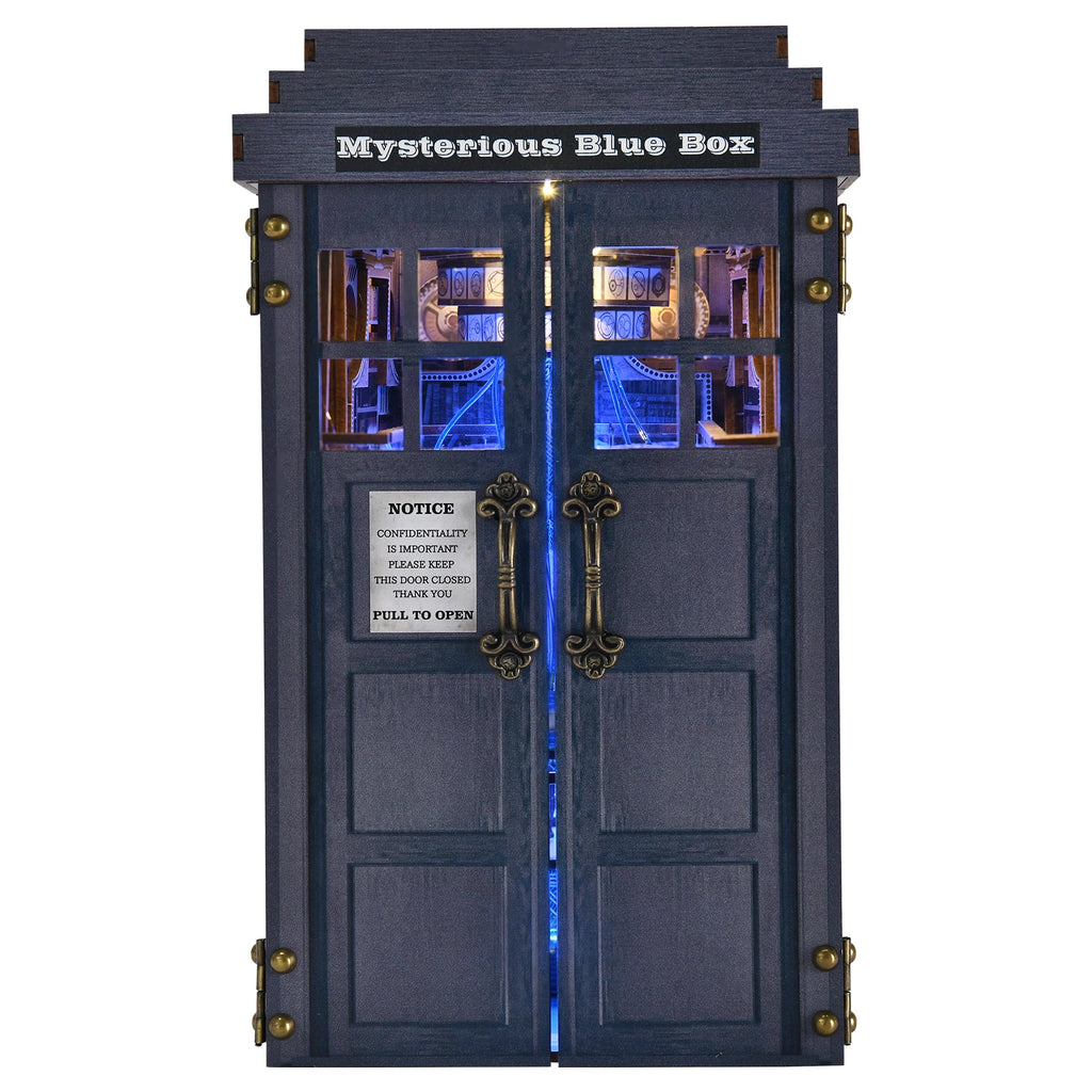 Mysterious Telephone Booth DIY Wooden Puzzle Handmade Bookshelf Dollhouse