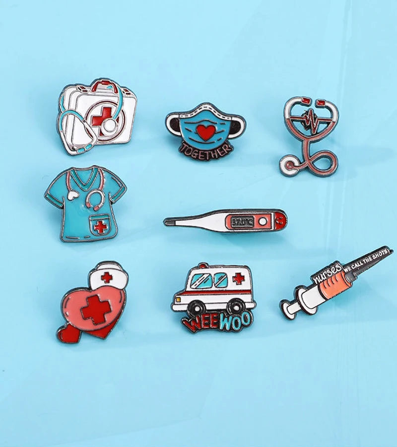 Stethoscope First Aid kit Cat Nurse Dog Doctor Animal Patient Medical Badge  Metal Pin