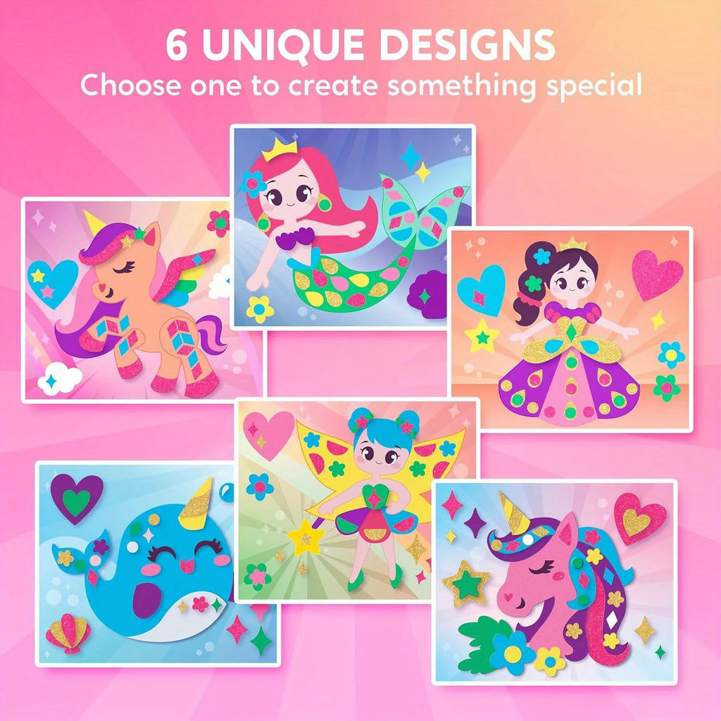 Kids Foam Art Kit Foam Stickers with 6 Art Board and 800+ Stickers DIY Arts Crafts