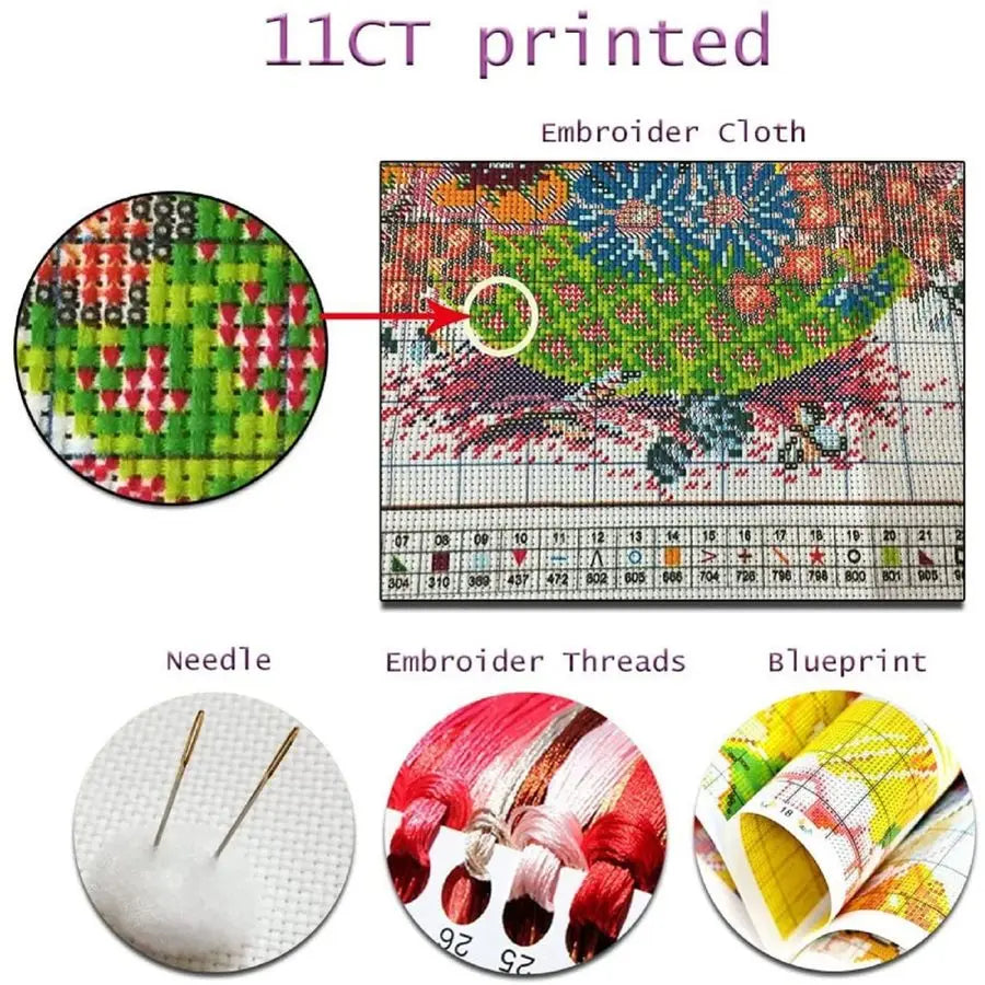 Stamped Cross Stitch Kits Embroidery kit for Beginners Adults