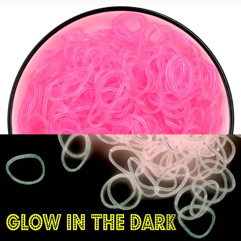 600Pcs Fluorescent Glow Luminous Bracelets DIY Rubber Loom Bands